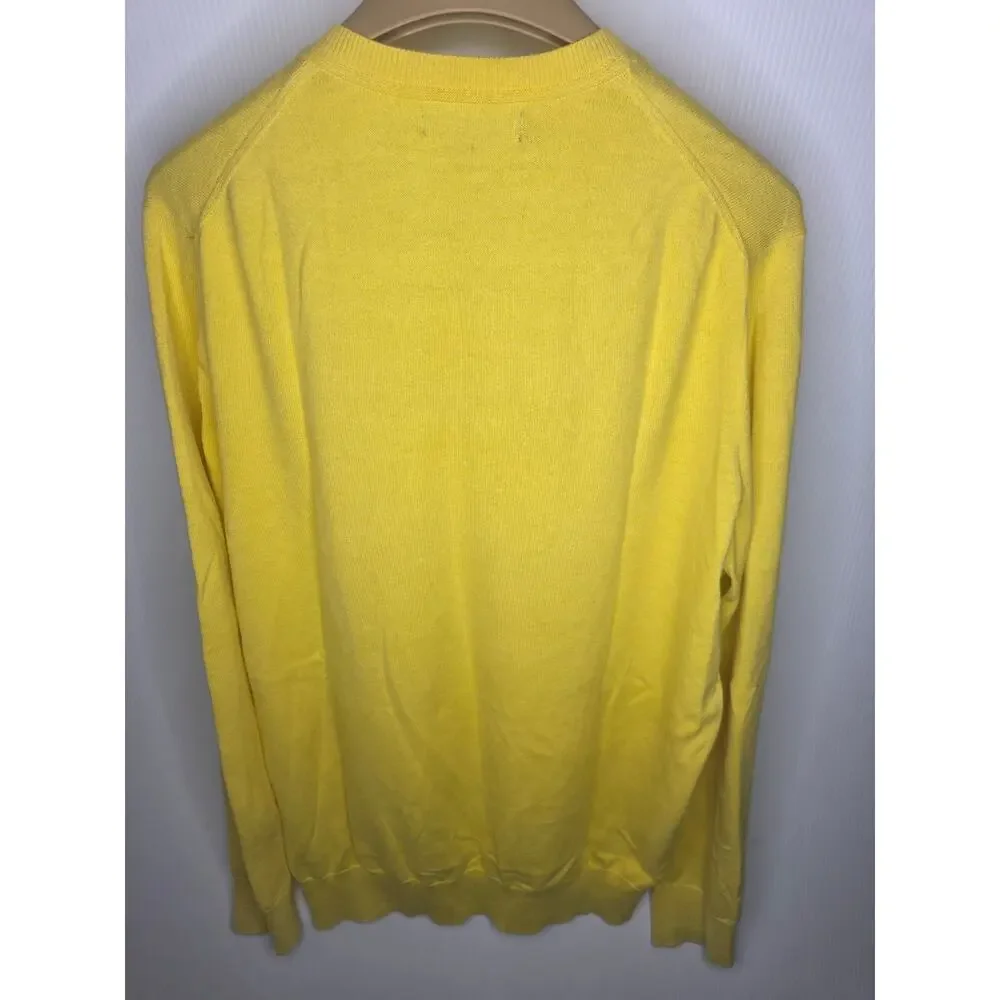 ​Banana Republic Yellow Cotton Cashmere V-Neck Sweater Men’s Size L Tall